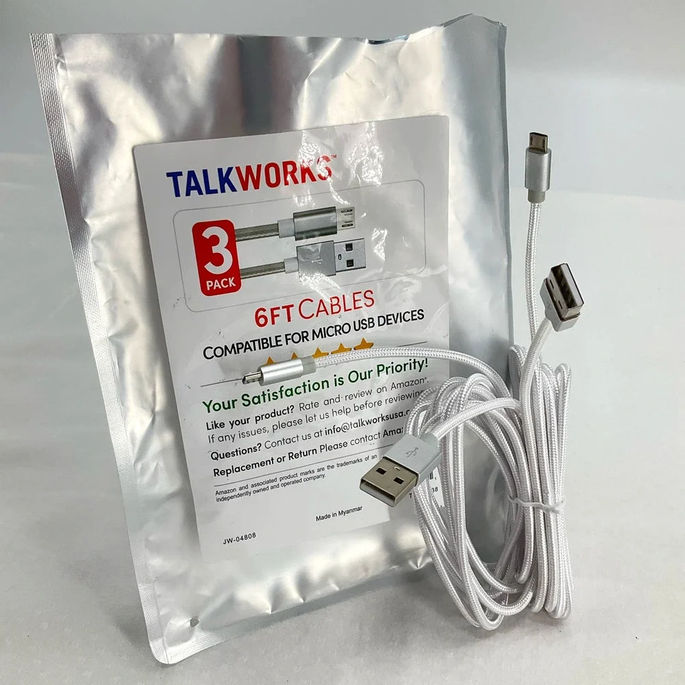 TALKWORKS 2 PACKS 6FT CABLES COMPATIBLE FOR MICRO USB DEVICES